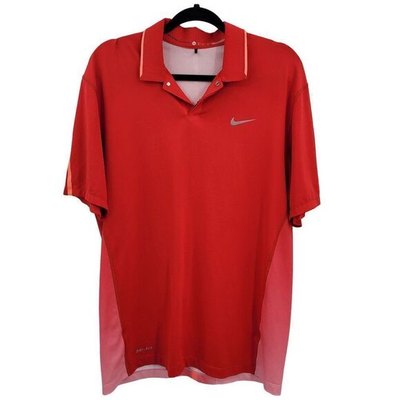 Nike Tiger Woods Collection TW Glow Polo Golf Shirt M 639822-657 DRI-FIT Red - Picture 1 of 17